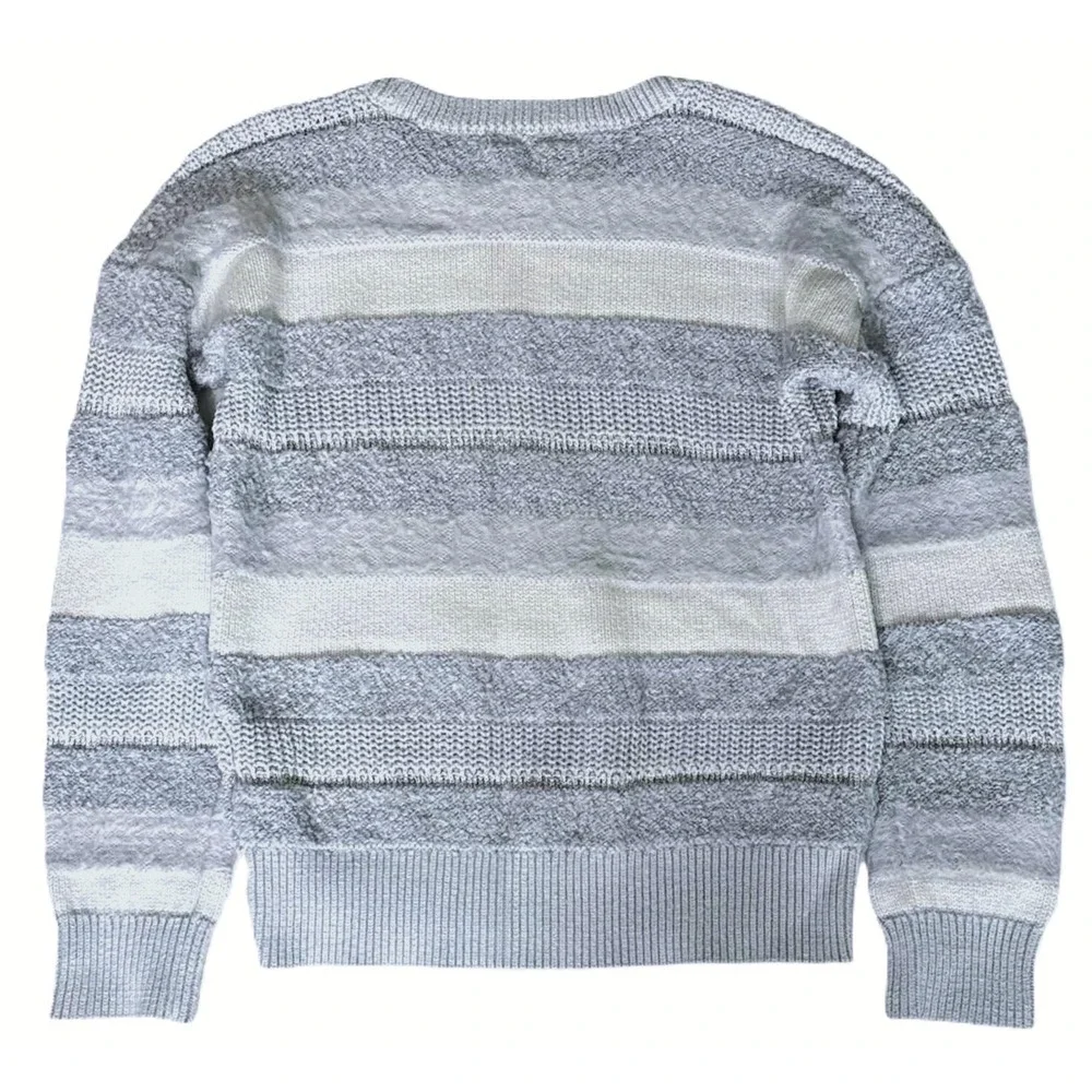 Gap Kids Girls Sweater Size L Gray Chunky Variation Striped Pullover Knit
